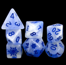 Midnight Frost: Deep Blue Snowflake D&D 7-Dice Set w/Snowflake Emblem