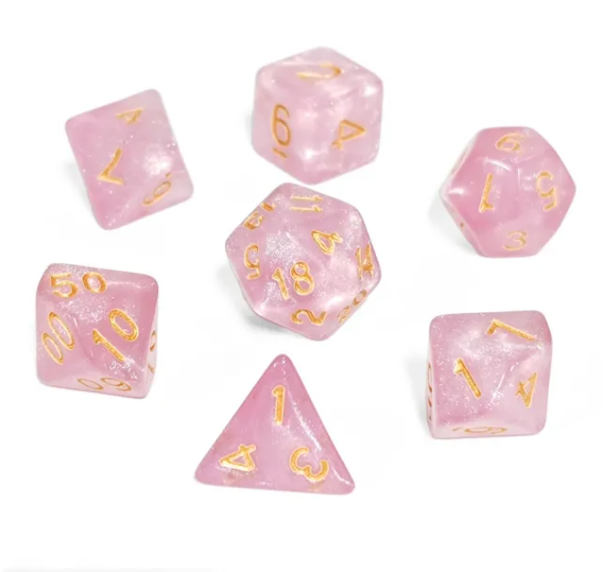 Aurora Collection - Rose Quartz Radiance Dice Set