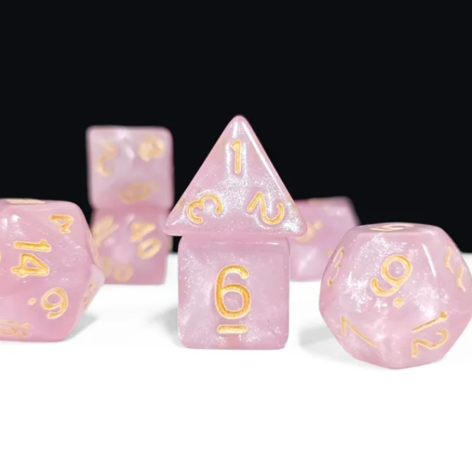 Aurora Collection - Rose Quartz Radiance Dice Set