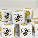 Bee and Honeycomb Themed 16mm Square Edge Dice | Printed d6 Dice