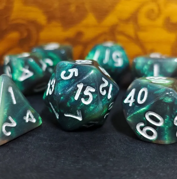 Aurora Collection - Mystic Emerald Dice Set