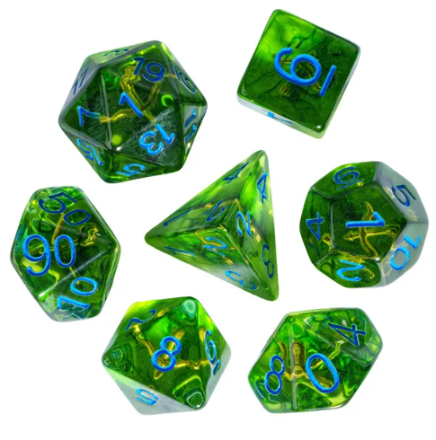 Mystic Archer's Enchantment | Green 7-Dice DND Hunter Dice Set