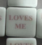 16mm "Loves Me, Loves Me Not" White Dice with Pink Print