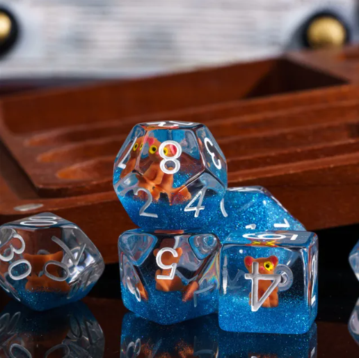 The Enchanted Kitty Cat Dice Set | 7-Dice DND Feline Themed Dice