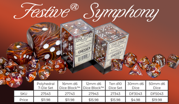 Festive® Symphony/white | 7-Dice Set, 16mm, 12mm, d10s