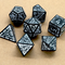 Arcane White Glyph Polyhedral Dice Set | 7-Dice Black & White