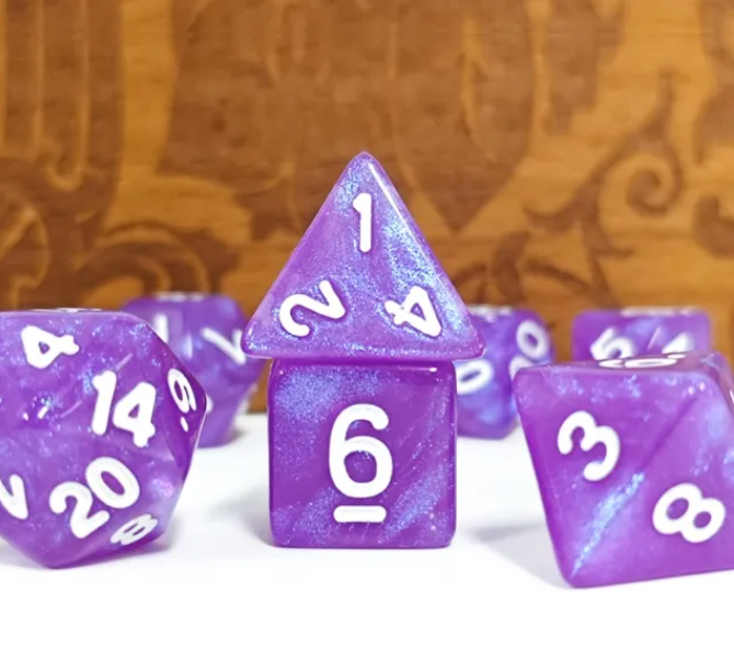 Aurora Collection – "Mystic Amethyst" 7-Dice Set