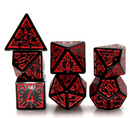 Arcane Flames Glyph Polyhedral Dice Set | 7-Dice Black & Red