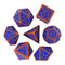 Burnt Orange with Blue Irregular Pattern Fill: 7-Piece Acrylic Dice Set