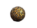 Hollow Metal d100 Die – Gold Tone Cage  – Round RPG Dice