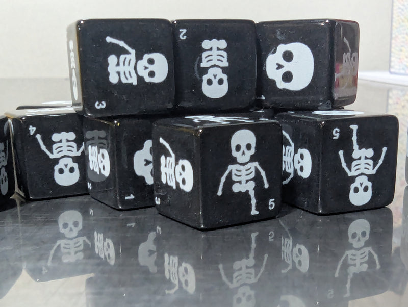 Skeleton Build-a-Bone Dice – 16mm Black D6 (Sold Per Piece)