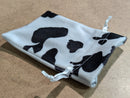 Cow Print Drawstring Dice Bag – 4x6 Soft Plush RPG Storage Pouch