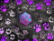 Paw Print d20 | Translucent Glitter Purple-Blue Single 21mm d20 w/Teal Font