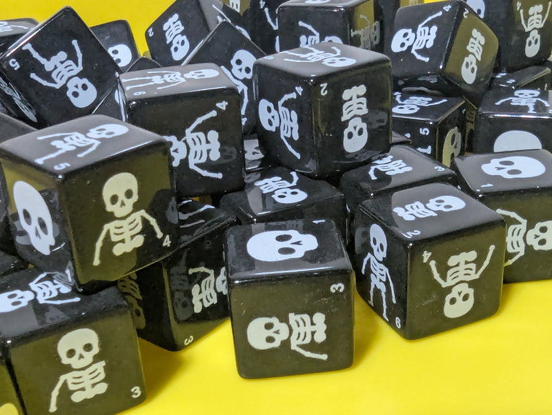 Skeleton Build-a-Bone Dice – 16mm Black D6 (Sold Per Piece)