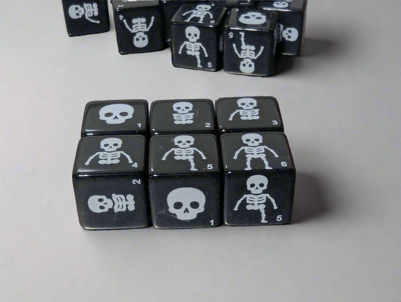 Skeleton Build-a-Bone Dice – 16mm Black D6 (Sold Per Piece)