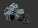 Obsidian Black – Irregular Pattern Fill | 7-Dice RPG Set