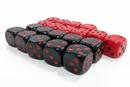 Black & Red 20-Piece d6 Dice Set – 10 Black with Red Pips & 10 Red with Black Pips