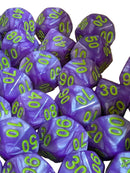 Pearl Purple d% Die with Green Numbers – Single Polyhedral Die