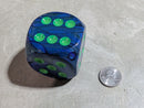 Lustrous® Dark Blue / Green Pips 50mm Giant d6 (RARE SIZE)