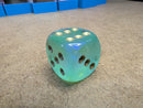 Chessex Borealis® 20mm Light Green/Gold d6 – Large Rare Single Die