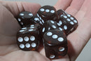 Dark Amber Transparent D6 Dice – 16mm Rounded Corner – White Pips – Sold Individually