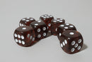 Dark Amber Transparent D6 Dice – 16mm Rounded Corner – White Pips – Sold Individually
