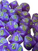 Pearl Purple d10 Die with Green Numbers – Single Polyhedral Die