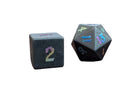 Obsidian Stone Dice Set – 7-Piece RPG Dice with Multicolor Numbers & Protective Case