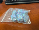 Limited Edition 7-Piece Resin Dice Set – Blue & Purple Swirl with Silver Numbers | RPG Polyhedral Dice