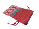 Winter Pattern Faux Linen Dice Bag – 4" x 6" – Red / Blue Holiday Design