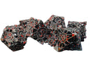 Hollow Metal Dice Set Black & Red Blood Splatter 7pc Polyhedral RPG Dice