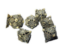 Hollow Metal Dice Set Antique Brass/Gold 7pc Polyhedral RPG Dice