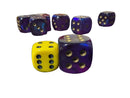 Chessex Borealis 20mm Royal Purple Gold d6 Glitter (OOP, Single Die)