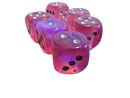 Chessex Borealis 20mm Pipped d6 - Pink/Silver (Single Die)