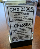 Chessex CHX 23306 – Lapis / White Rainbow Pearl Polyhedral 7-Die Set (RARE / OOP)