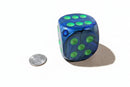 Lustrous® Dark Blue / Green Pips 50mm Giant d6 (RARE SIZE)