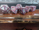 Chessex POD Set : Red & Blue with Grey numbers 7-Dice Set