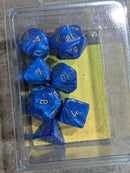 Chessex Vortex® Blue/Gold 7-Die Set – OOP Rare Vintage Polyhedral Dice