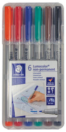 Staedtler Lumocolor non-permanent Marker (wet-wipe away) 6-Pack