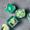 Gold Fish Green 7-Dice Dnd Dice | Glitter w/White Numbers Set