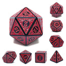 Red Magic Flame 7-Dice Set DND RPG Dice Black w/Color Fill