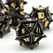 Black w/Gold Pinwheel Strengthened Metal 7-Dice Set | Metal DND Dice