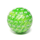 Green Pearl Single 100 Sided Polyhedral Dice (D100) | Green White (45mm)