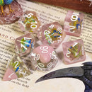Peacock + Pink 7-Dice Set w/White Numbers Dnd Dice Set