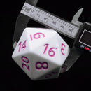 55mm Titan d20 (White with Pink) Huge d20 for DND RPG