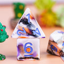 Spooky 4-Color 7-Dice Dnd Dice | White Orange Purple w/Purple Numbers Set