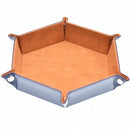 Brown/ Blue Velvet PU Leather Folding Hexagon Dice Tray