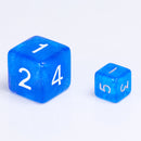 Glitter Blue 7-Dice Mini-Dice RPG Set w/Silver Numbers Miniature Dice