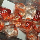 Nebula Red/silver Luminary 7-Dice/16mm/12mm/30mm/Ten10's