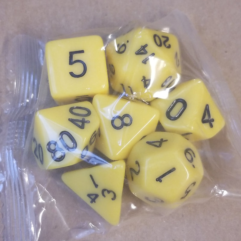 Yellow Opaque 7 Die Set Polyhedral Dice by BrycesDice RPG Magic D&D Unique